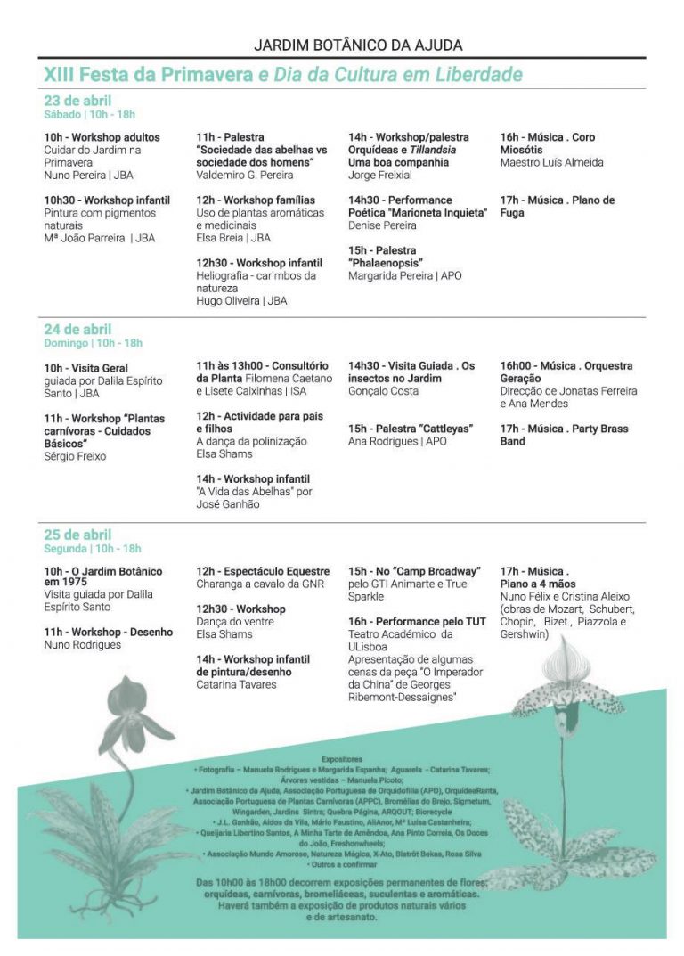 Programme festa primavera Jardin botanique de Ajuda