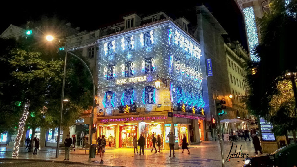 Rossio, lumières de Noël de Lisbonne 2018