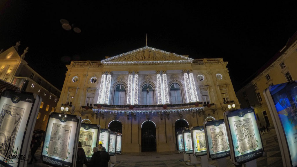 La mairie de Lisbonne illuminée, lumières de Noël de Lisbonne 2018