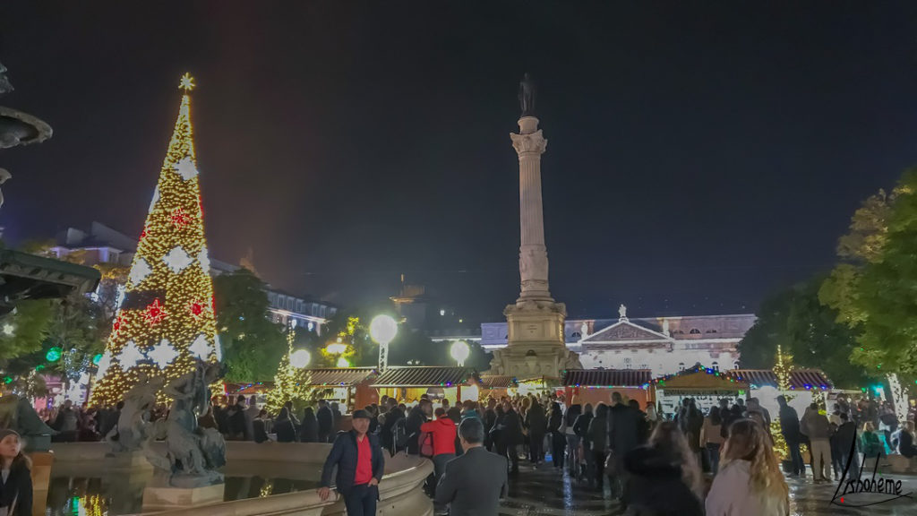 Le Rossio, lumières de Noël de Lisbonne 2018