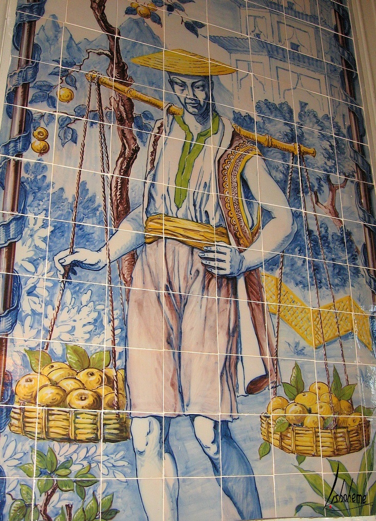 Détail azulejos, Corredor das Mangas, Palais de Queluz, Lisbonne, Portugal